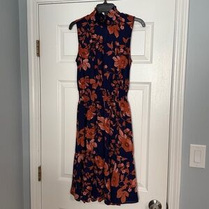 Nanette Lepore Navy Floral Midi Dress